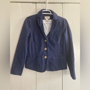 LL Bean Size 8 Blazer Womens Button Front Navy Blue Career Business Jacket